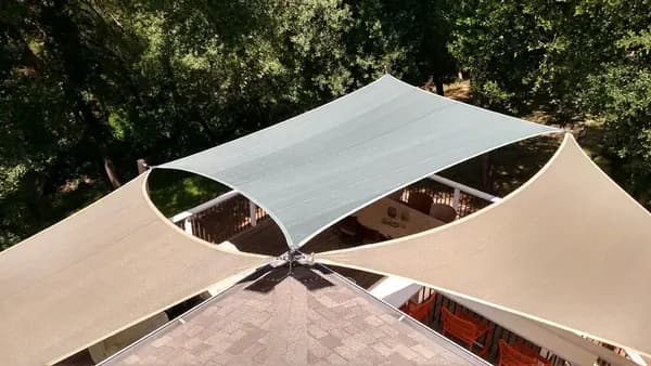 Tensioned shade sail commercial install